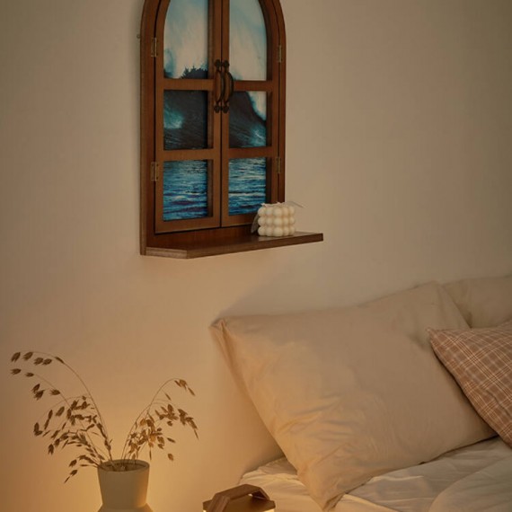 Arched Frame with Poster - Wave of sea