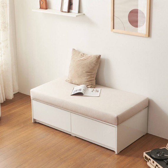 RIAZ 1200 Storage Bench & Cushion - Light beige