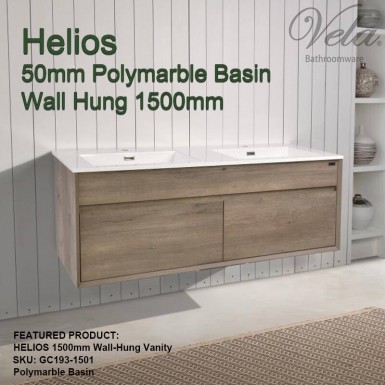 HELIOS 1500 Wall-Hung Vanity (50mm Polymarble Basin)