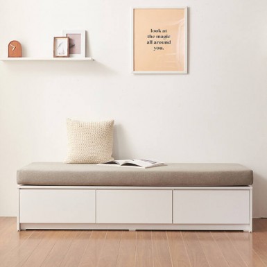 RIAZ 1600 Storage Bench & Cushion - Light grey