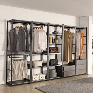 Grey) Remiel 800 Clothes Wardrobe Rack - Unit 3