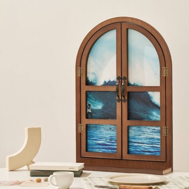 Arched Frame with Poster - Wave of sea