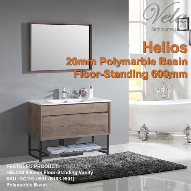 HELIOS 600 Floor-Standing Vanity (20mm Polymarble Basin)