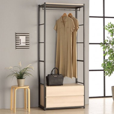 Ash) Remiel 800 Clothes Wardrobe Rack With 2 Drawers - Unit 4(CLEARANCE)