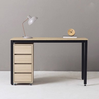 ETHAN 1400 Desk - Black & oak