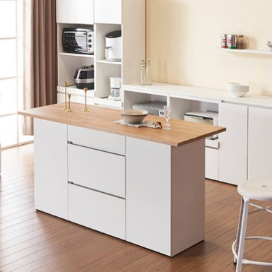 NANA Kitchen Island Bench -  White(cabinet) & Oak(top)