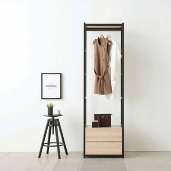 Ash) Remiel 600 Clothes Wardrobe Rack With 2 Drawers - Unit 4