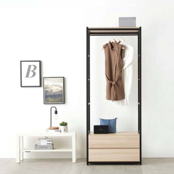 Ash) Remiel 800 Clothes Wardrobe Rack With 2 Drawers - Unit 4