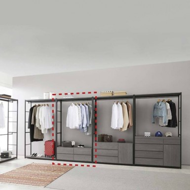 Grey) Remiel 1200 Clothes Wardrobe Rack with 4 drawers - Unit 3(CLEARANCE)