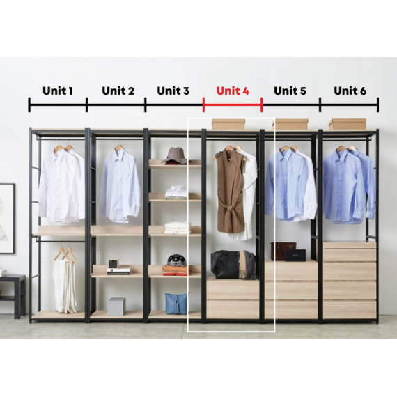 Ash) Remiel 600 Clothes Wardrobe Rack With 2 Drawers - Unit 4