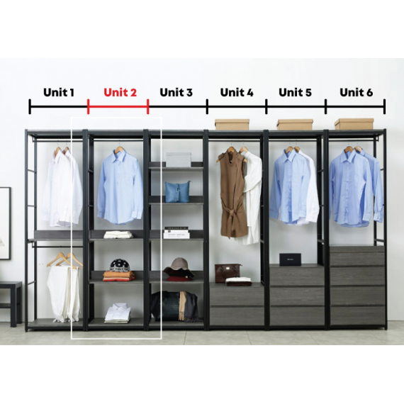 Grey) Remiel 600 Clothes Wardrobe Rack -  Unit 2