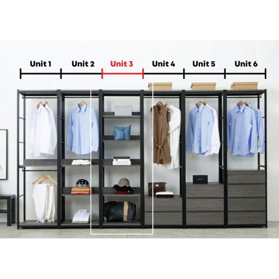 Grey) Remiel 600 Clothes Wardrobe Rack -  Unit 3