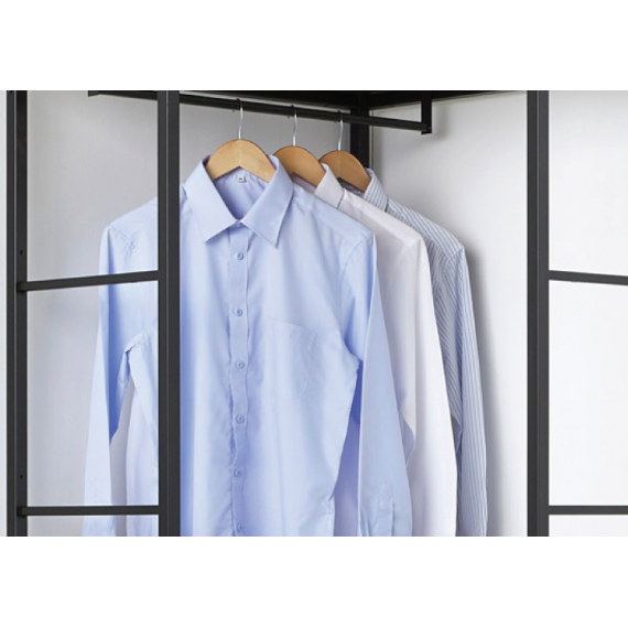 Grey) Remiel Clothes Wardrobe 800 Rack - Corner