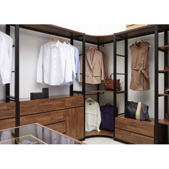 Grey) Remiel Clothes Wardrobe 800 Rack - Corner