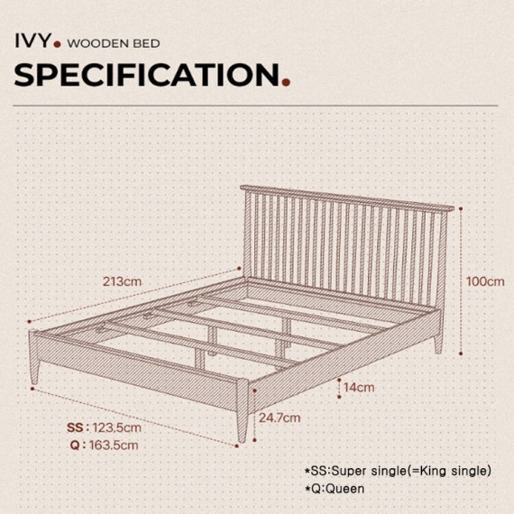 IVY Bed Frame(King Single) - Natural